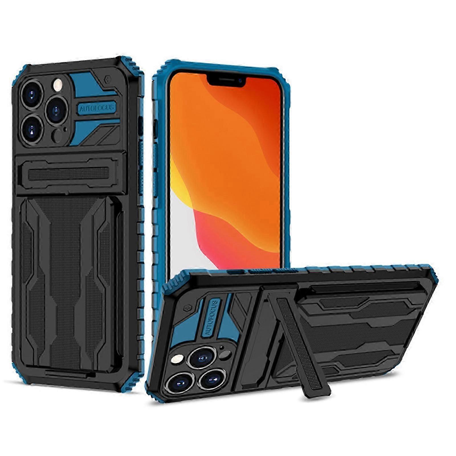 iPhone 15 Pro Max / 15 Ultra için 6.7 Kılıf Cüzdan Kredi Kartı Sahibi Kimlik Yuvası Sürgülü Kapı Gizli Cep ve Yüzük Kickstand/Stand
