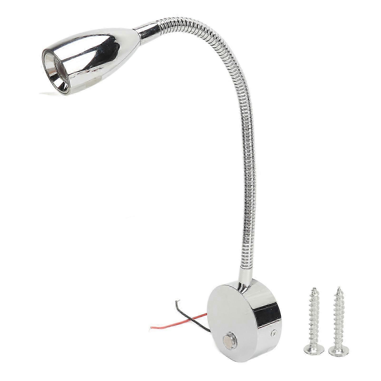 RV LED Reading Light Touch Switch Flexible DC12?24V Bed Wall Lamp Fixture with USB Charging Port for Camper Yacht Chrome Plated
