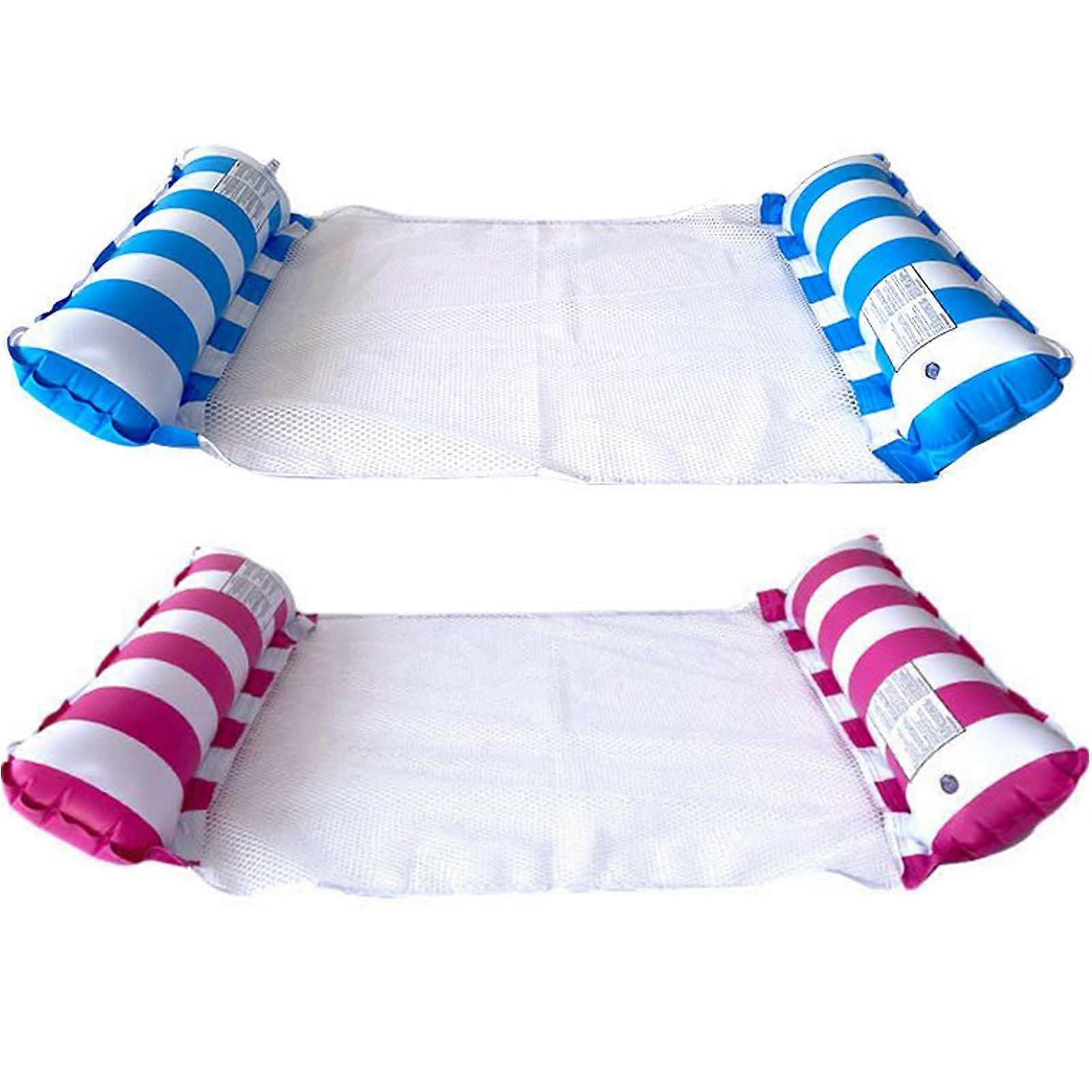 Pack of 2 Air Mattresses Water, Water Hammocks, Floating Hammocks, 4in1 Hammocks, Foldable Floating Pool Hammocks, Beach Swimming Chairs Blue Pink