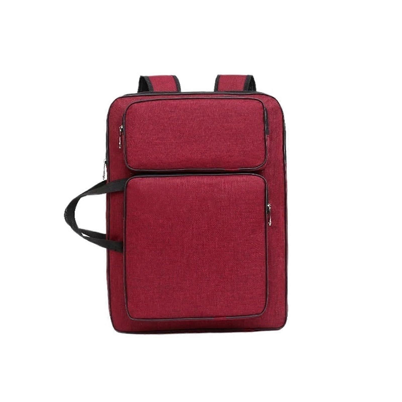Art Portfolio Backpack Red Waterproof Drawing Board Backpack For Artists With Storage Pockets For Painting And Sketching