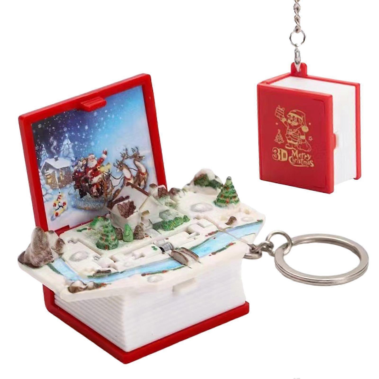 Christmas tree ornament, creative backpack charm, popup book keychain
