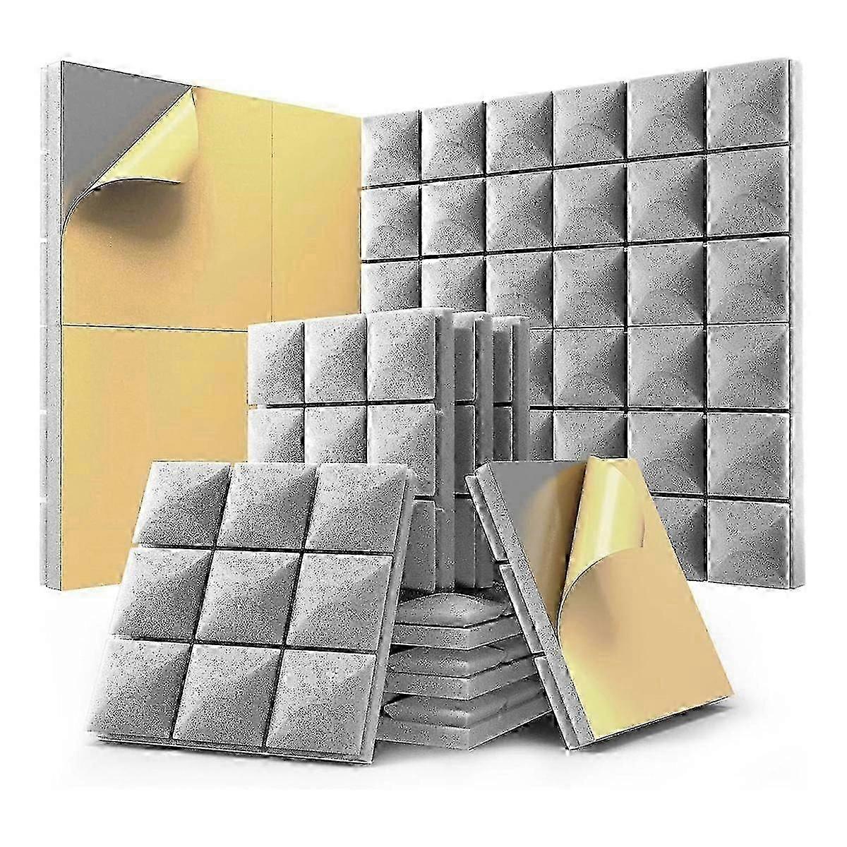 12 Pack Sound Proof Foam Panels with Self-Adhesive, 12 x 12 x 2 Inches Acoustic Panels,Soundproof W js