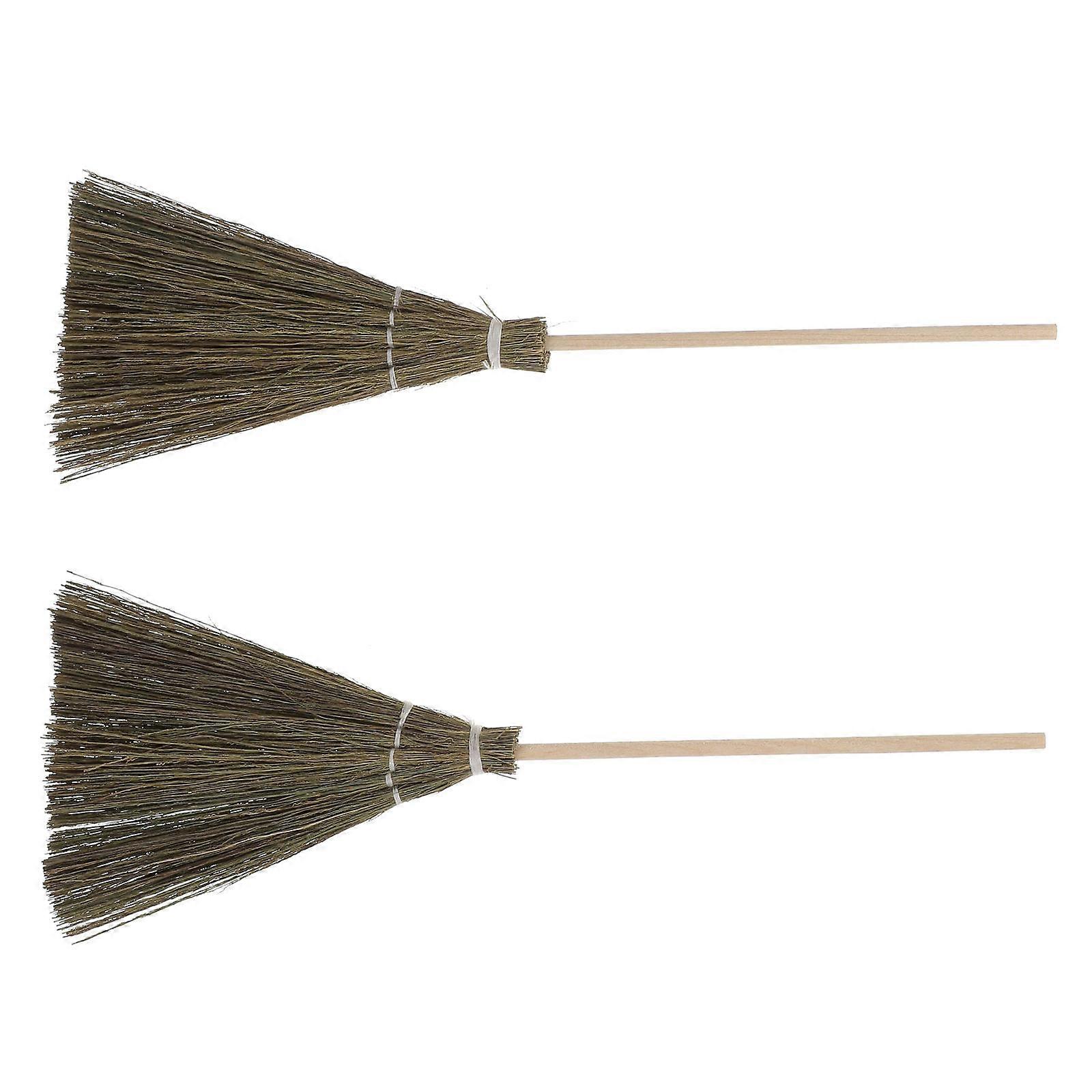 Cleaning Toy Mini Stuff Broom Shape Wooden Material For Kids Play Room 2Pcs