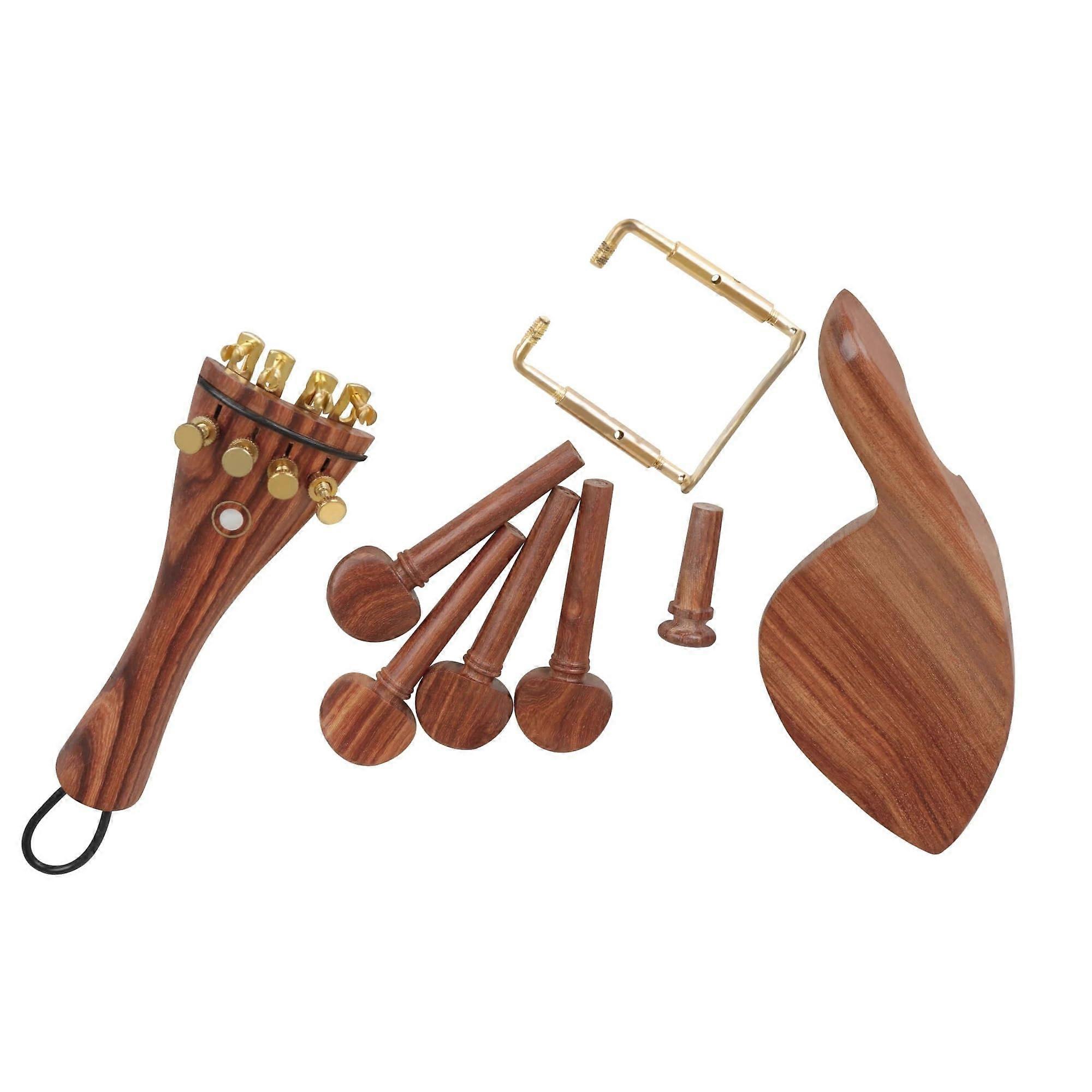 Violin Accessories 4/4 Size 5-Piece Set including Chin Rest, Bridge, Fingerboard, Tailgut, and Endpin Support