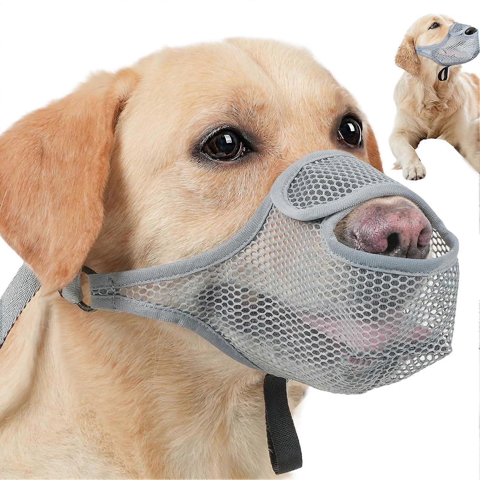 Muzzle Dog, Breathable Barking Prevention, Adjustable Mesh, Comfortable for Families, Training Use Gray 2XL