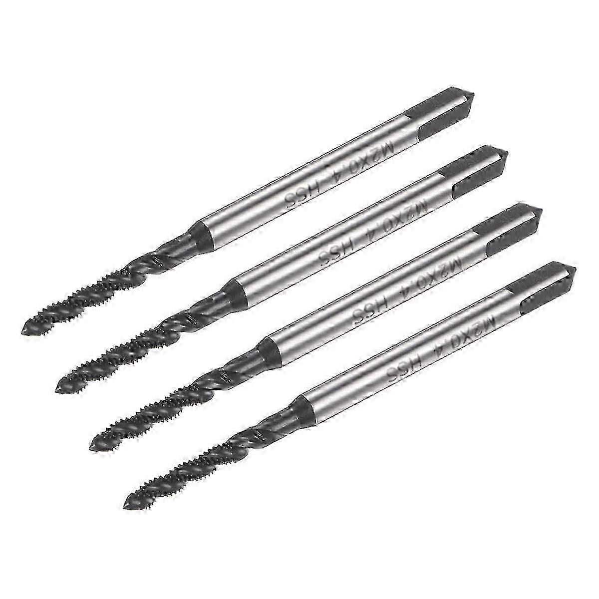 4pcs Spiral Flute Thread Taps, M2 X 0.4 Nitride Coated Metric Screw Tap, High Speed Steel Tool