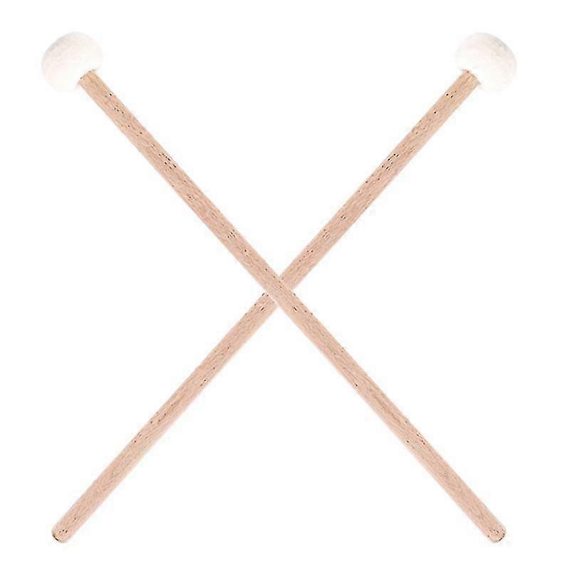 2-Piece Double-Head Drum Mallet Set with Soft Felt Hammers - 385mm Cymbal Gong Sticks for Percussion Instruments