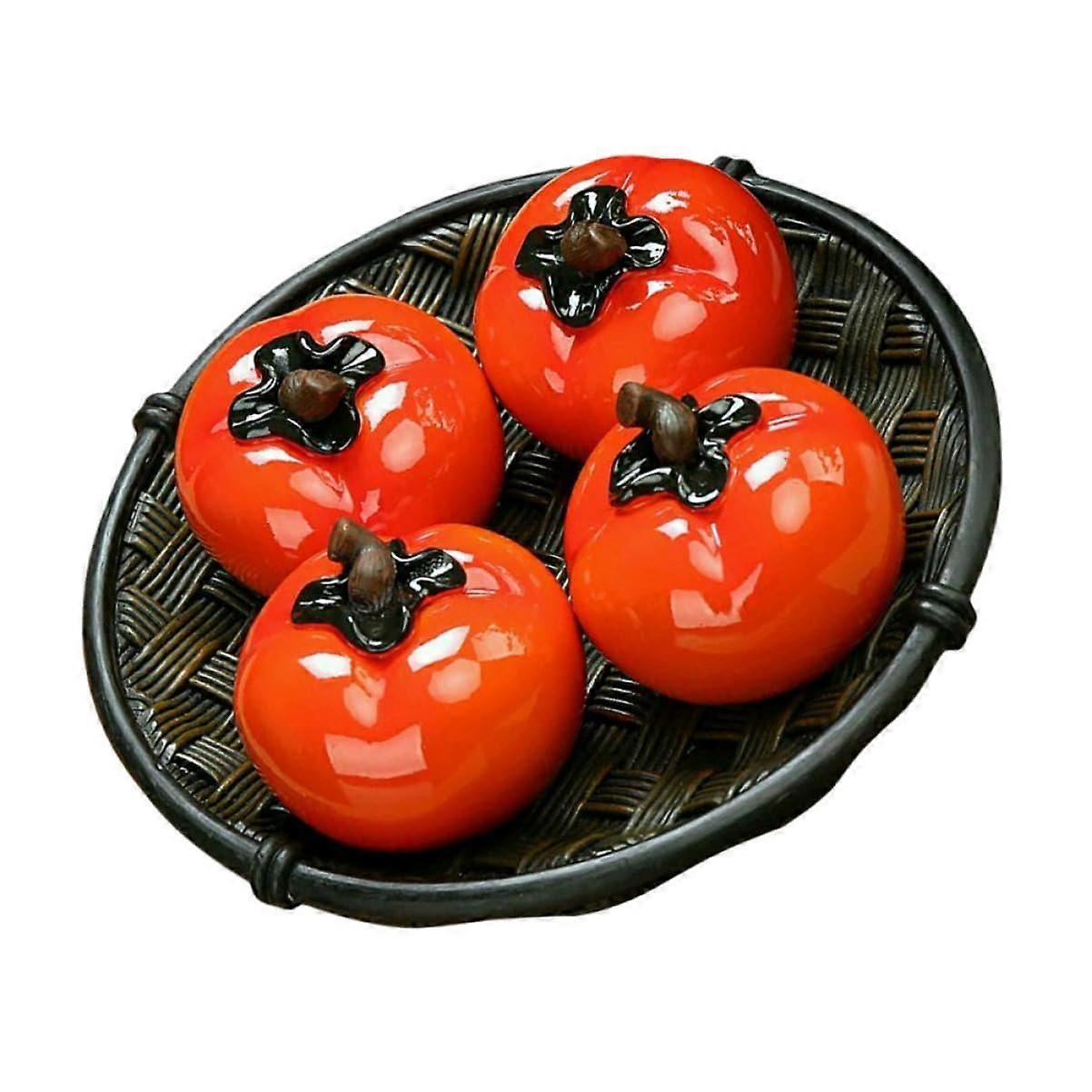 Decorative Persimmon Basket Ornaments Partial ColorChanging Tea Pet Sculptures Made of Resin for Stylish Home Accessories and Photo Backdrops