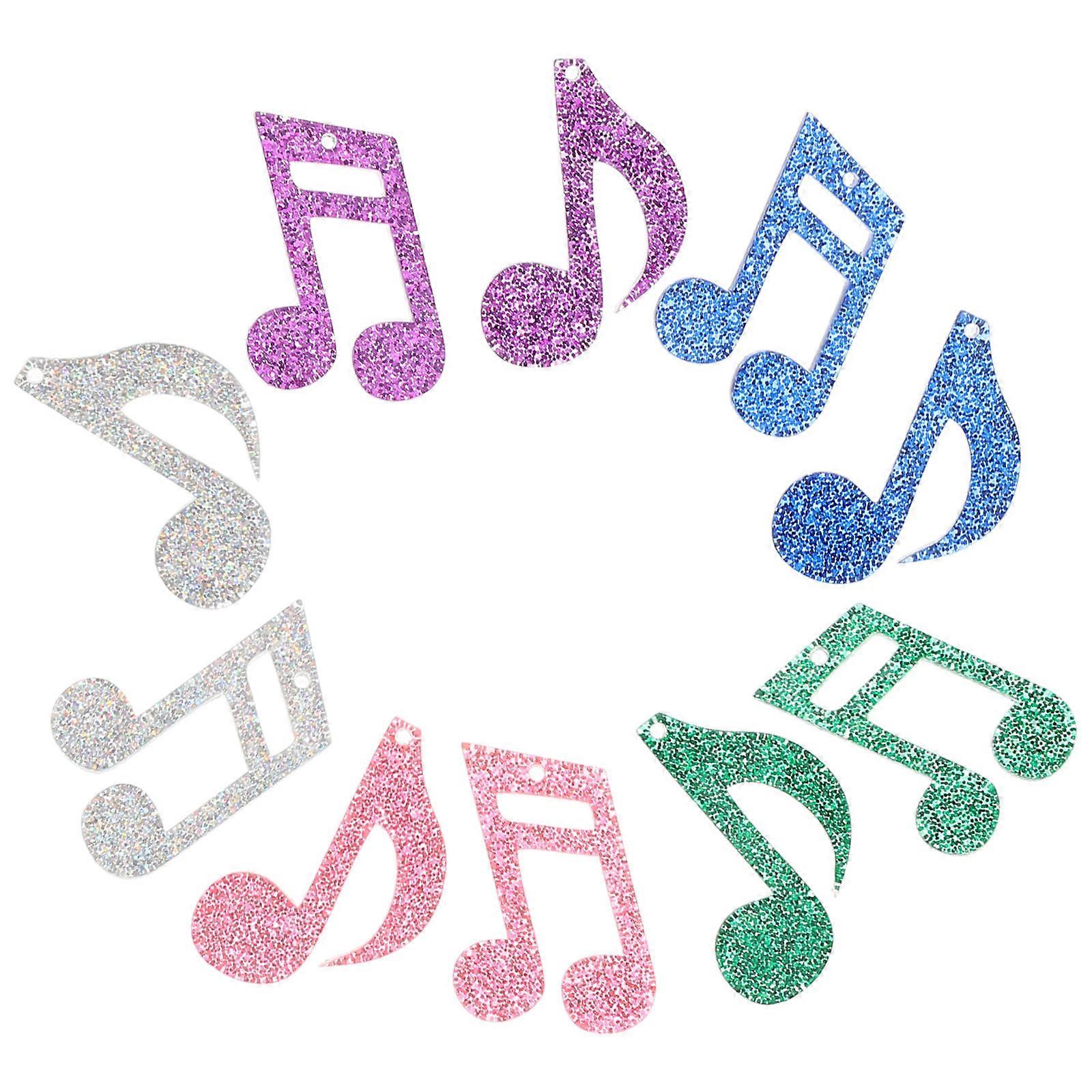 Cute Charms Music Note Keychain for Jewelry Making Earrings Bracelets and Necklaces Glitter Acrylic 10Pcs