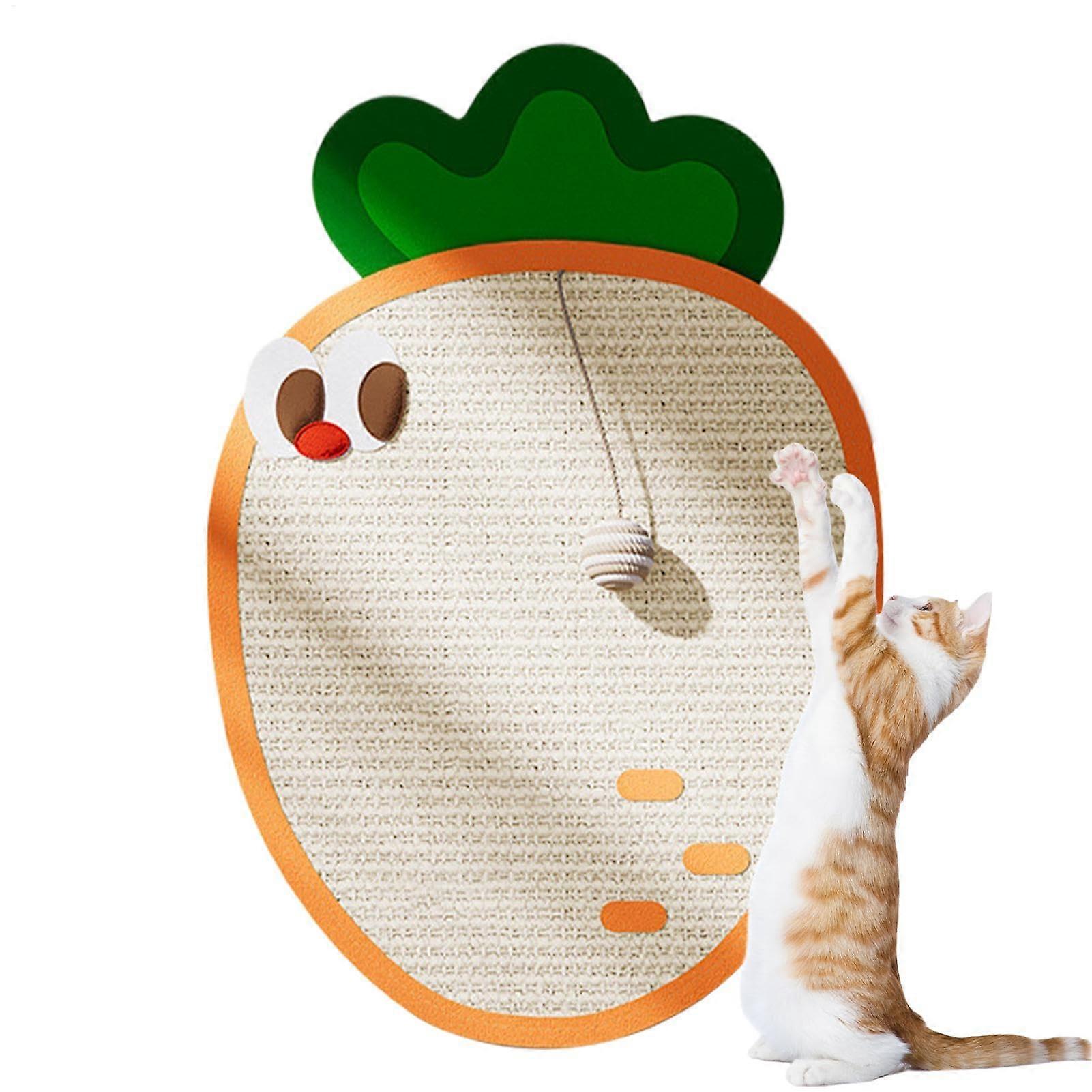 Cat Scratchers for Wall Mounting, Sisal Scratching Pad in Carrot Design with Ball