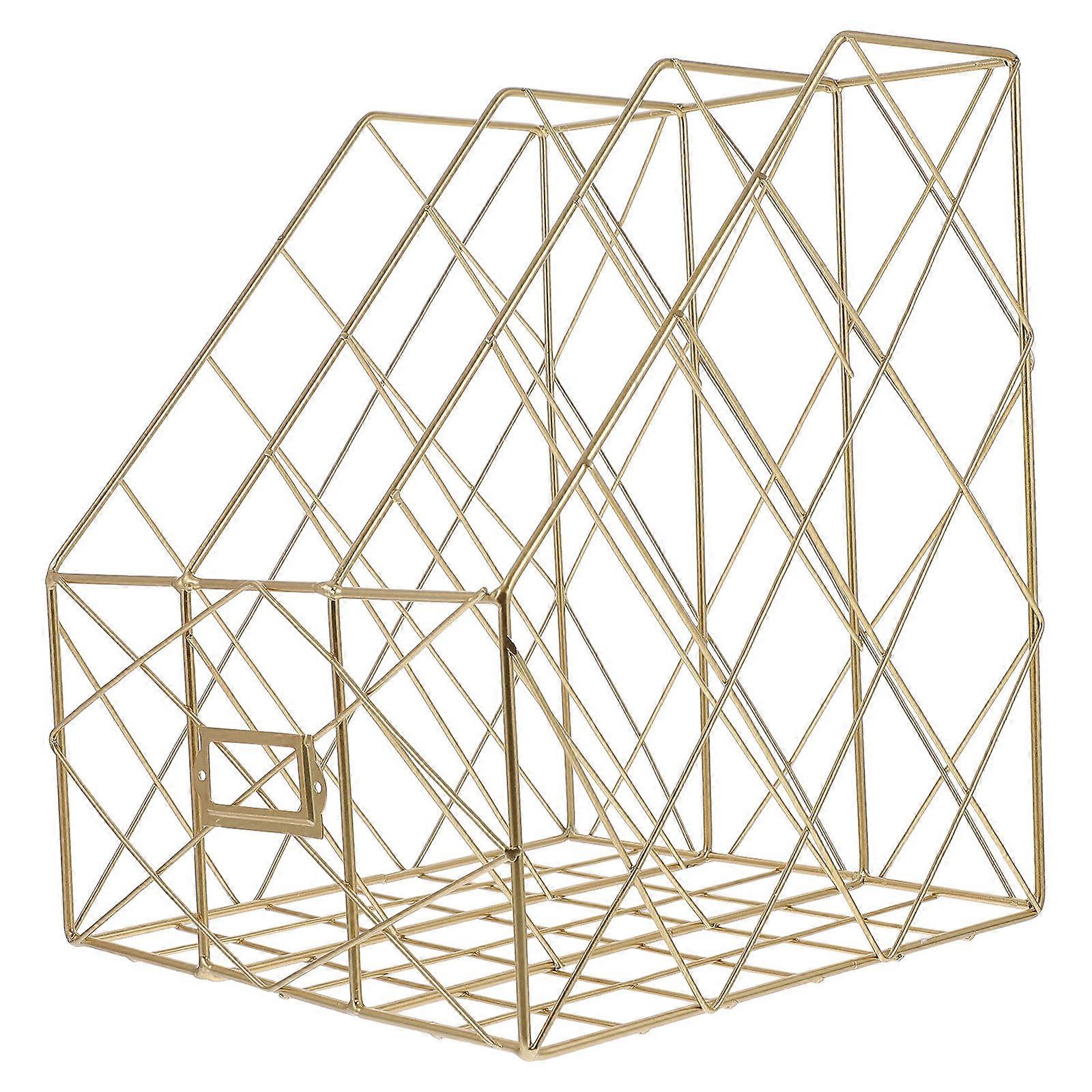 Metal File Organizer Three-tiered Storage Rack for Office Desk Decoration Simple Style 29.50X24.50X24.00cm 1Pack