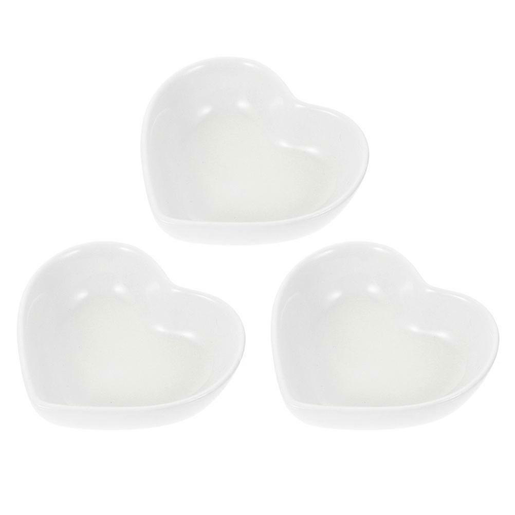 Ceramic Bowls Small Snack Dish Delicate Design Restaurant Service White 3Pcs