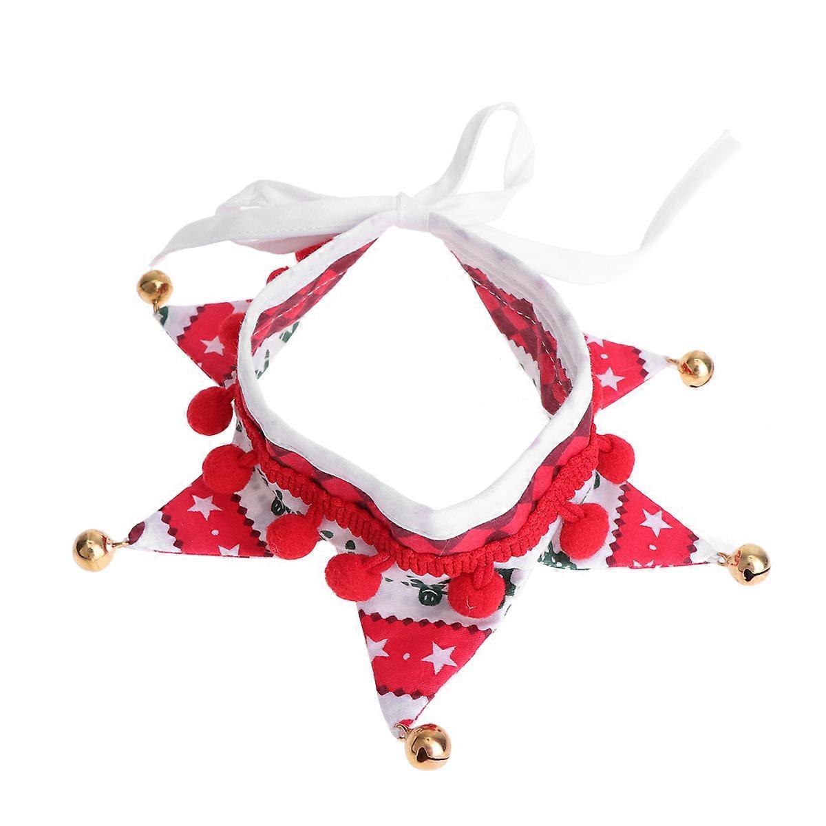 Pet Triangle Scarf Christmas Jingling Bell Neckerchief Fawn 25cm Length 8cm Width Photo Prop 1Pack