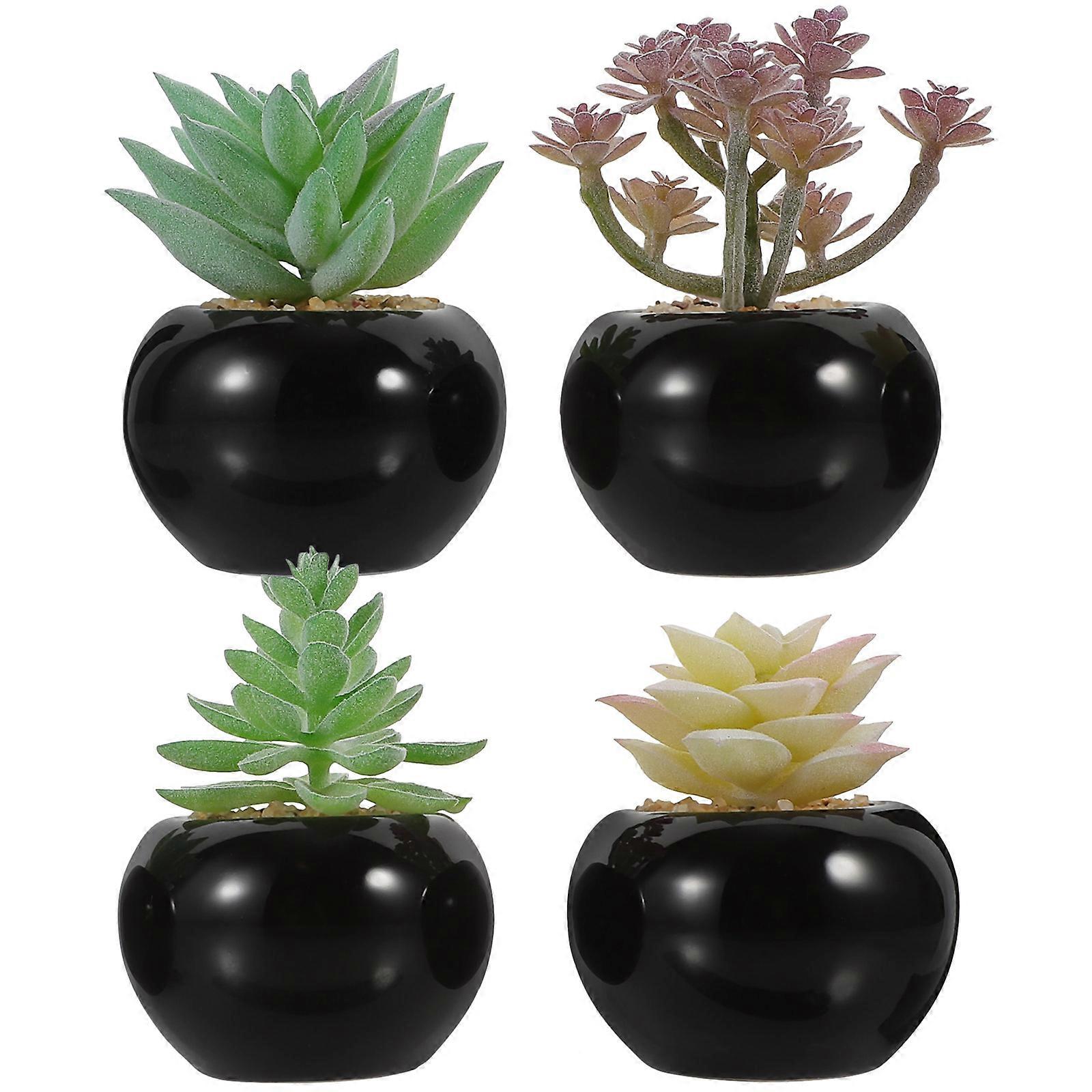 Succulents Plants Artificial Miniature Plants for Decor 4Pcs Potted Fake Succulents