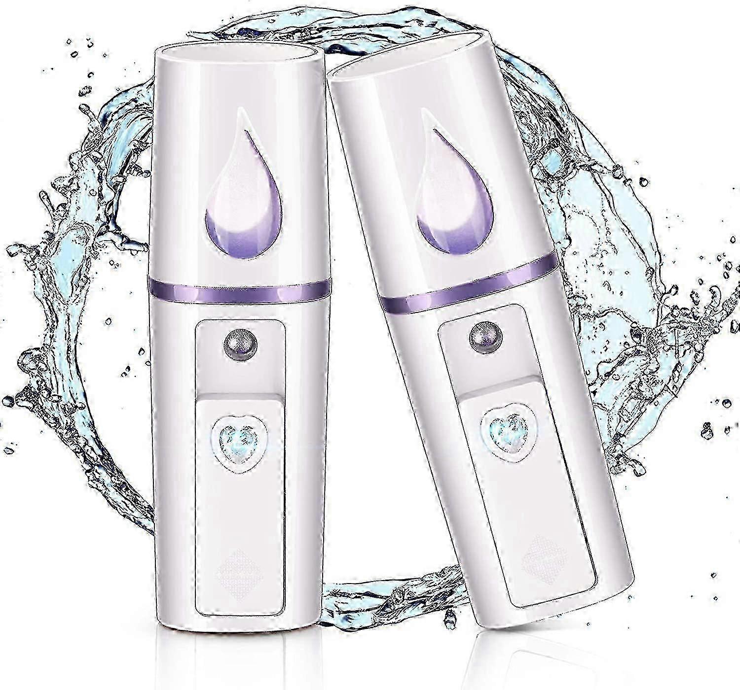 2 Pieces Nano Facial Mister Portable Mini Face Mist Steamer Handy Mist Sprayer With Mirror Design Moisturizing And Hydrating For Eyelash Extension