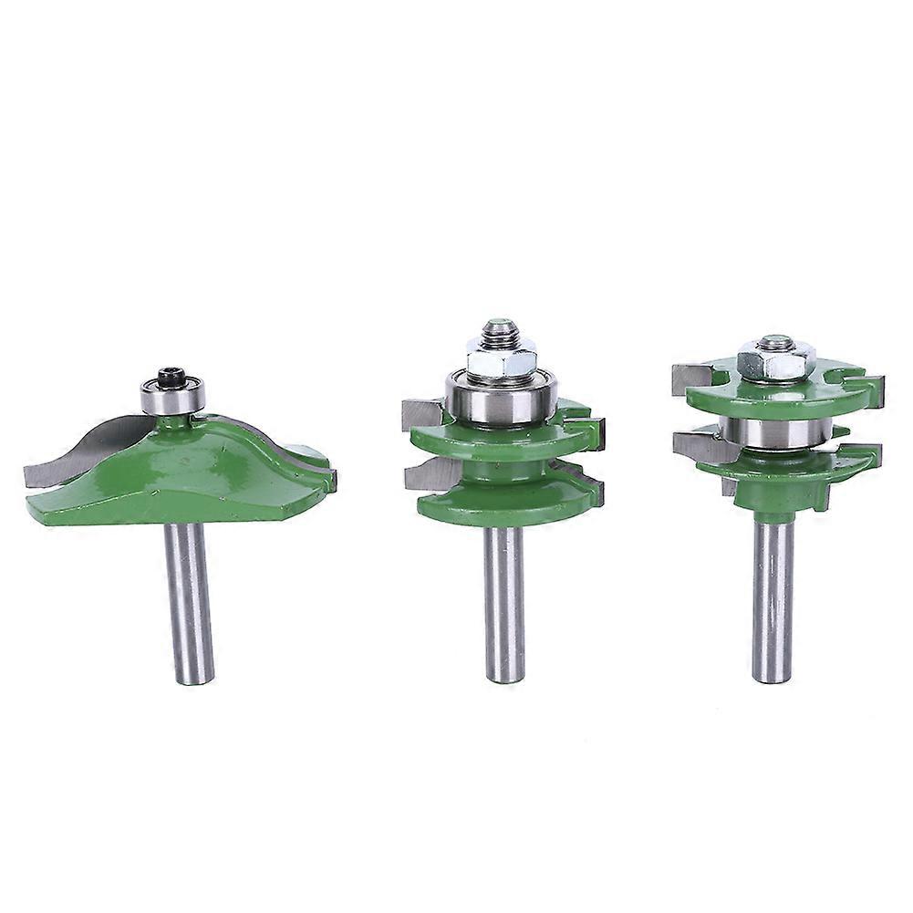 3Pcs 8-Shank Cutter Drill Set T Shape Wood Milling Cutter Adjustable Cabinet Bit Kit(3Pcs Door Panel +Knife )