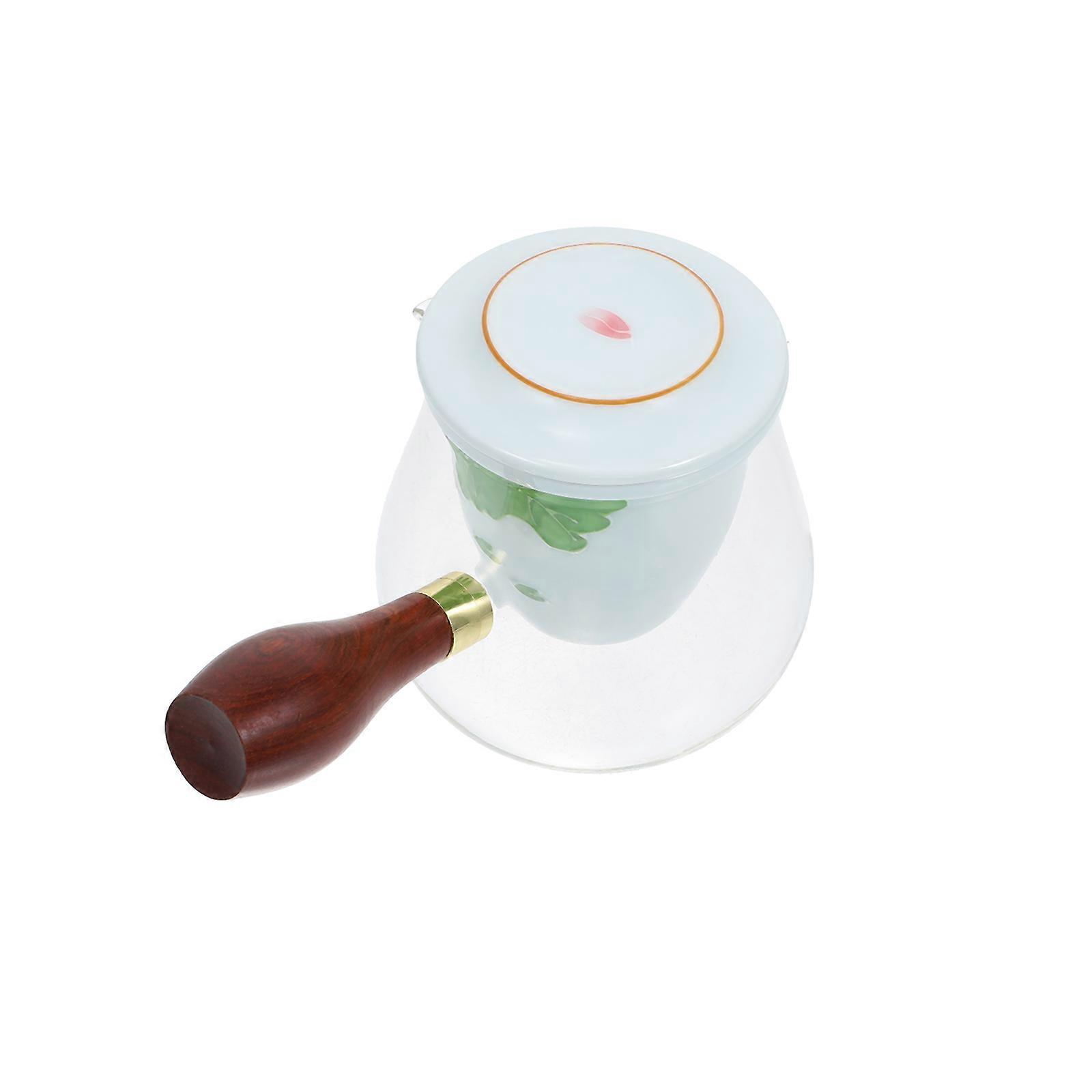 1 Set Hand Painting Heat resistant Glass Teapot Kung Fu Teapot with Wooden Handle