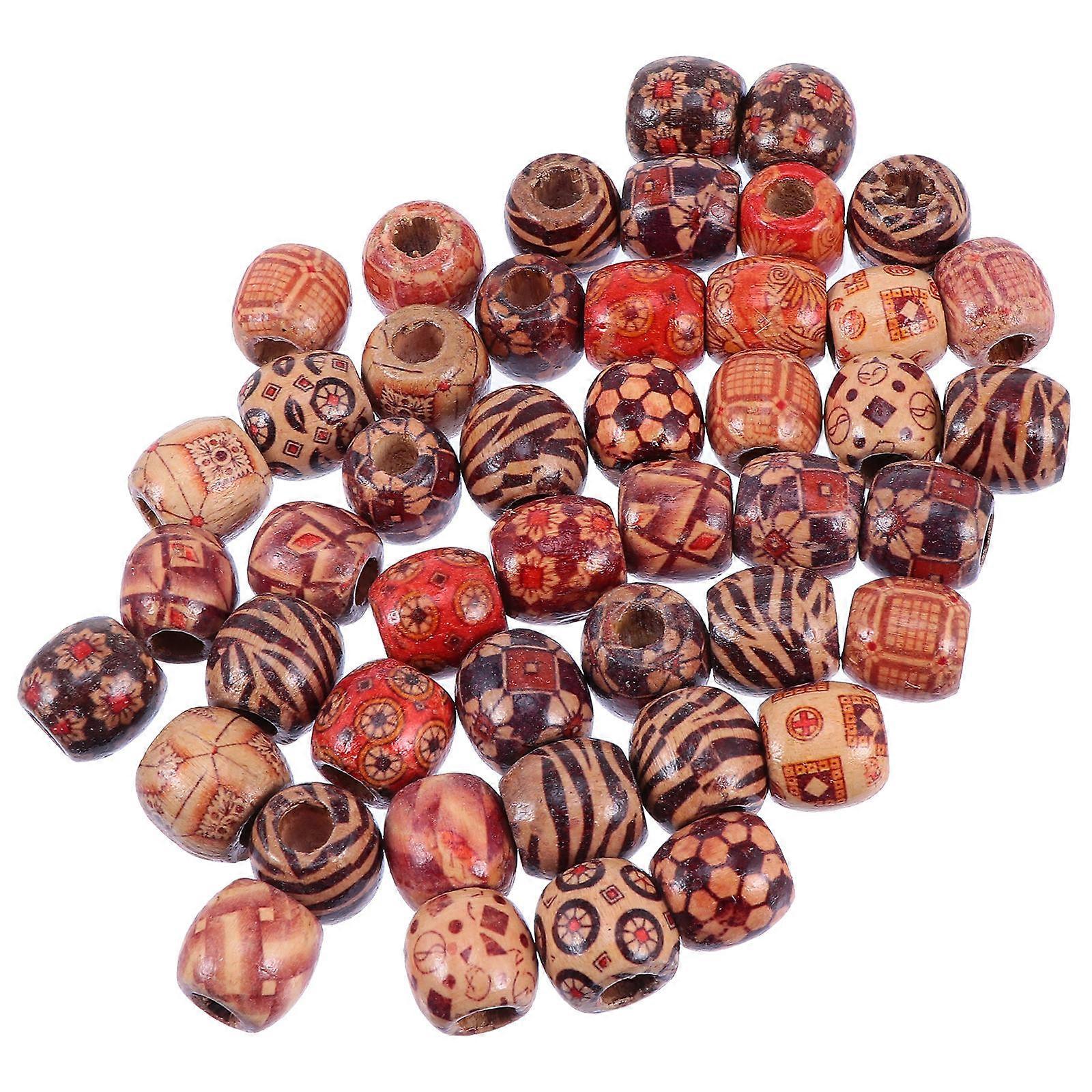 100pcs Painted Drum Round Wood Beads for DIY Jewelry Accessories Bracelet