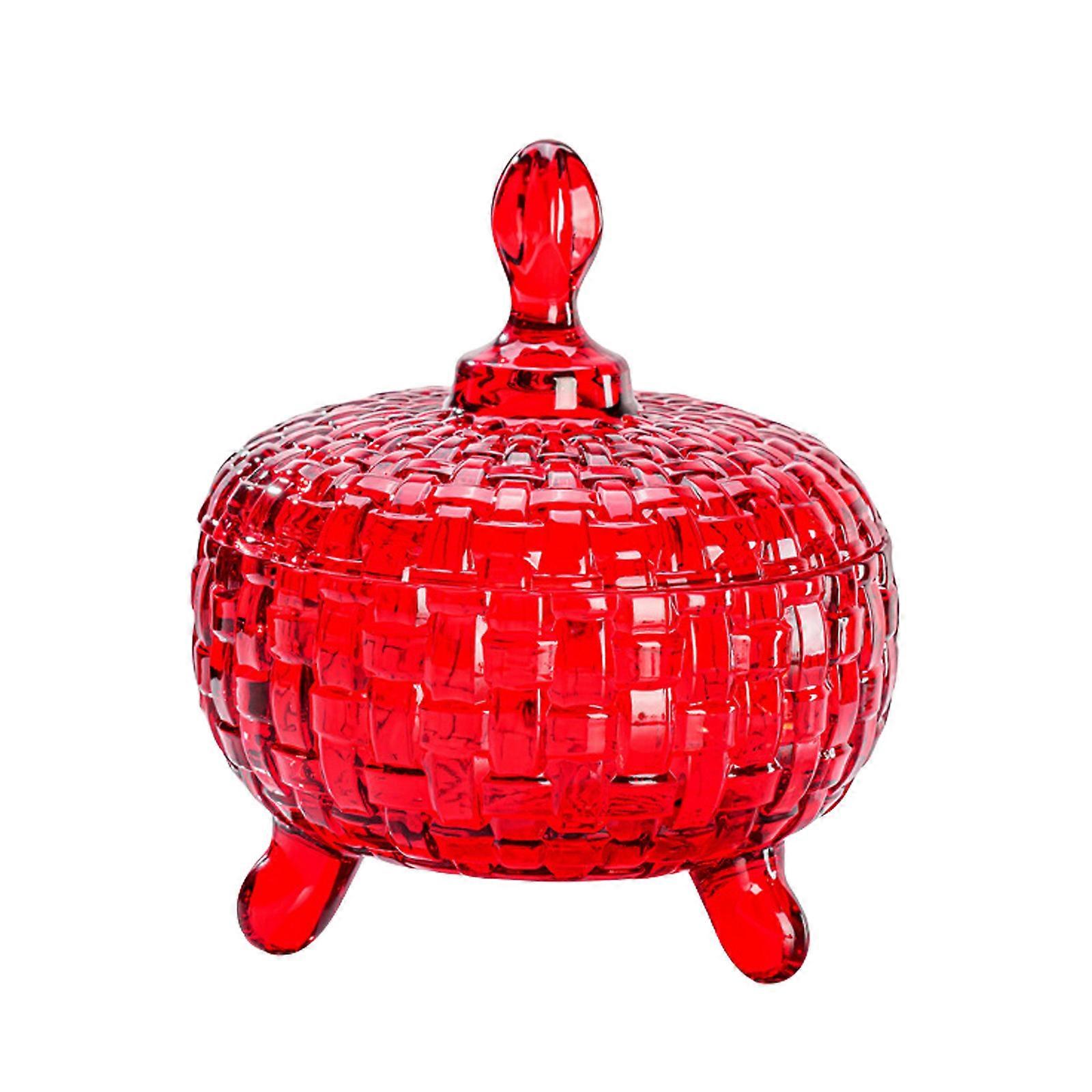 685ml Glass Treat Box Kitchen Storage Container Perfect For Displaying Sweets Cookie Nut Hygienic Candy Preservation Jar Red