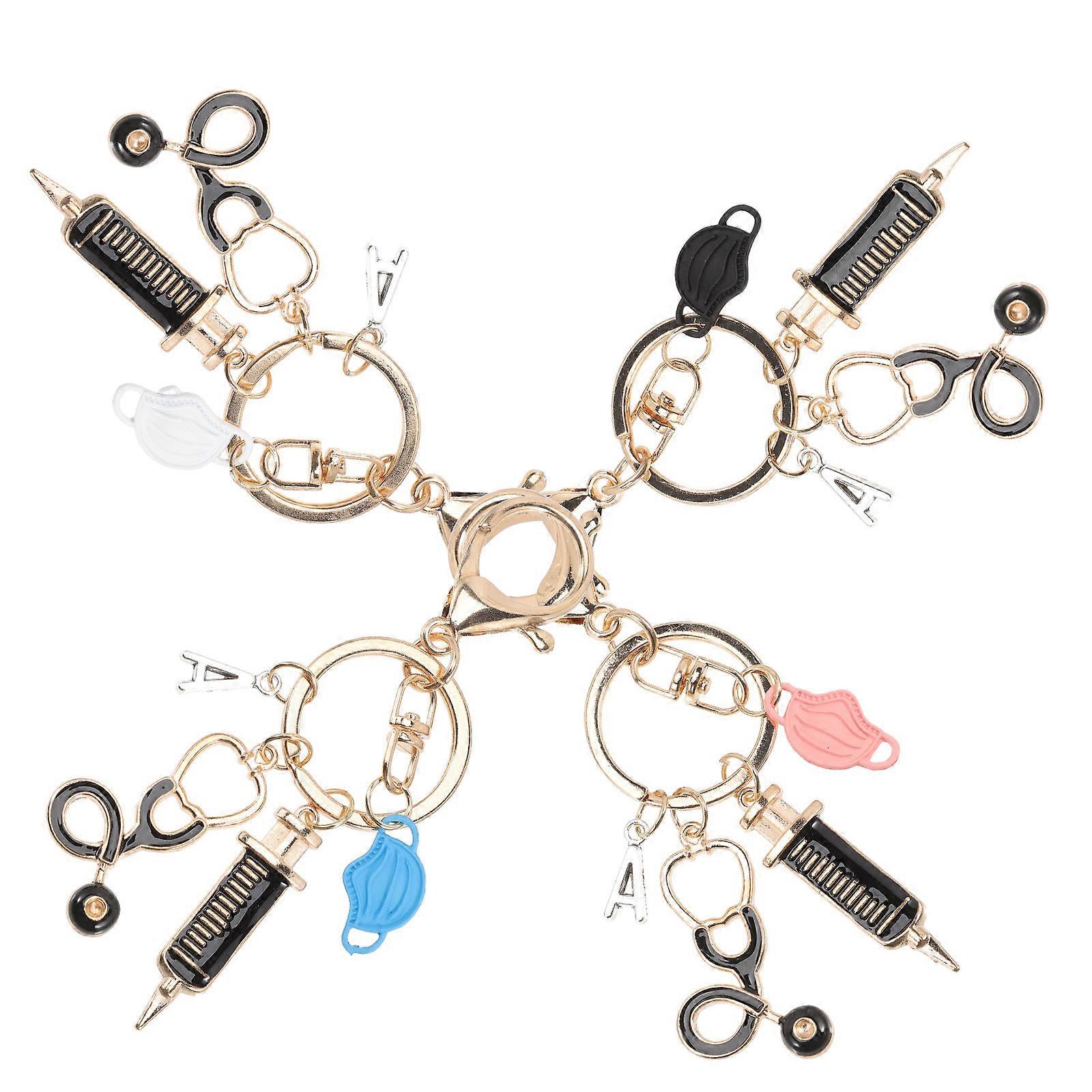 Alloy Keychain Stethoscope Keychain Multipurpose Decor For Casual Parties And Colleagues 7.3x3cm Keychain For Doctor 4Pcs