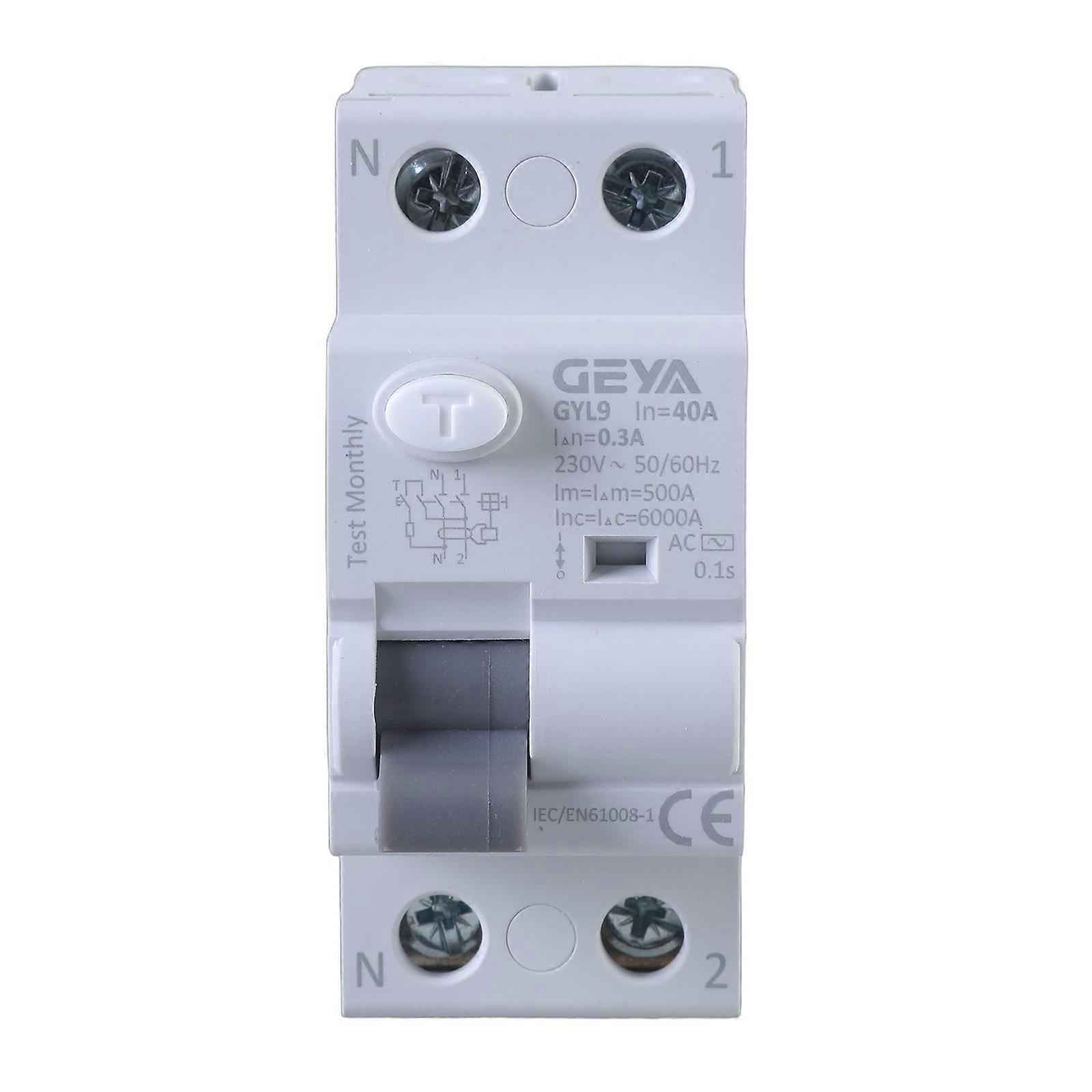 RCCB Auto Recloser Leakage Circuit Breaker 2P 40A 30/100/300mA Auto Recloser Differential Circuit Breaker Enduring Multicolor