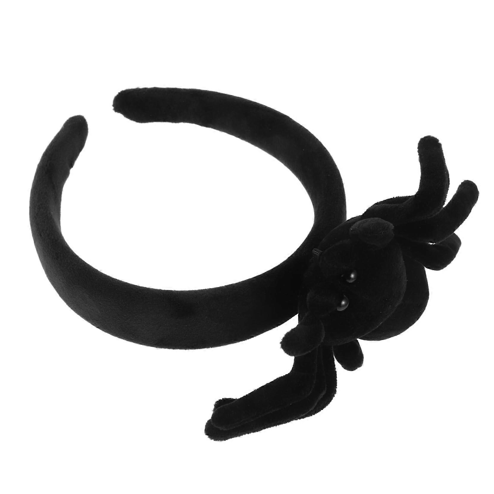 Spider Headband For Halloween Made Of Plush And Plastic Scary Costume Accessory For Parties Reusable One Size