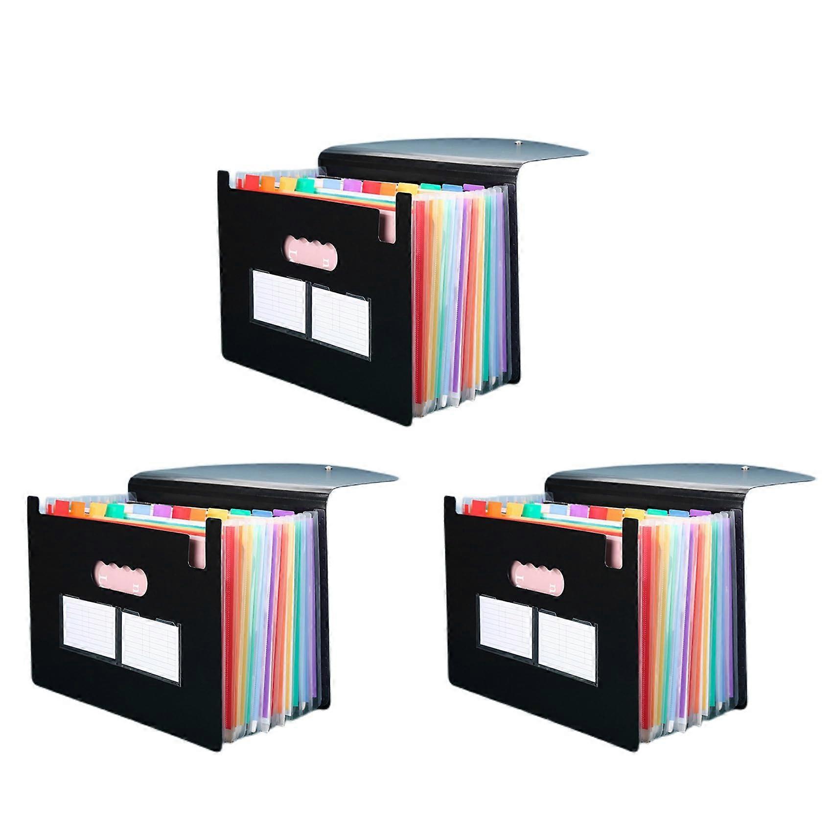 3X Expandable File Folder with 13 Pockets, A4, Expandable File Folder, Standing Accordion Folder