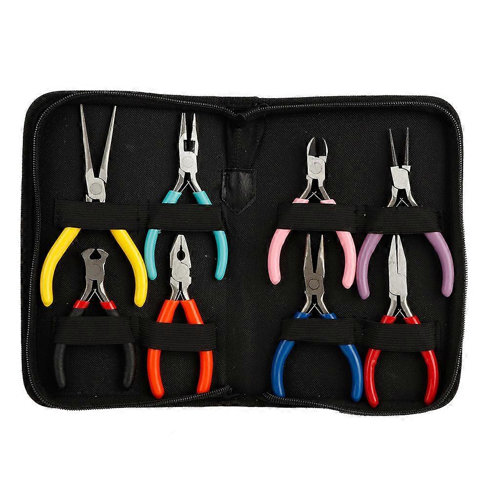 8pcs/set Steel Mini Pliers Long/Round/Flat Nose Pliers Jewelry Making Processing Tool