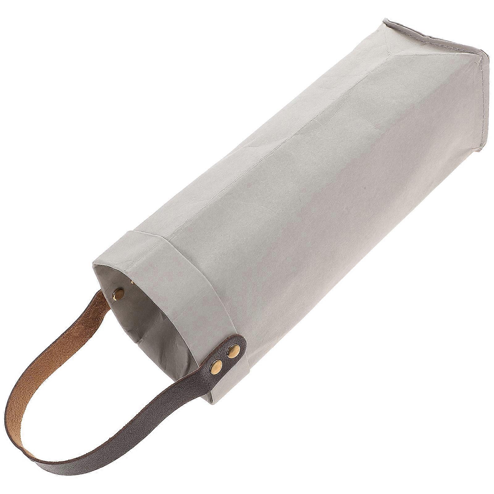 Reusable Wine Gift Bag for Storage Grey PU Handle Premium Quality Wine Tote Carrier 9.84 inches
