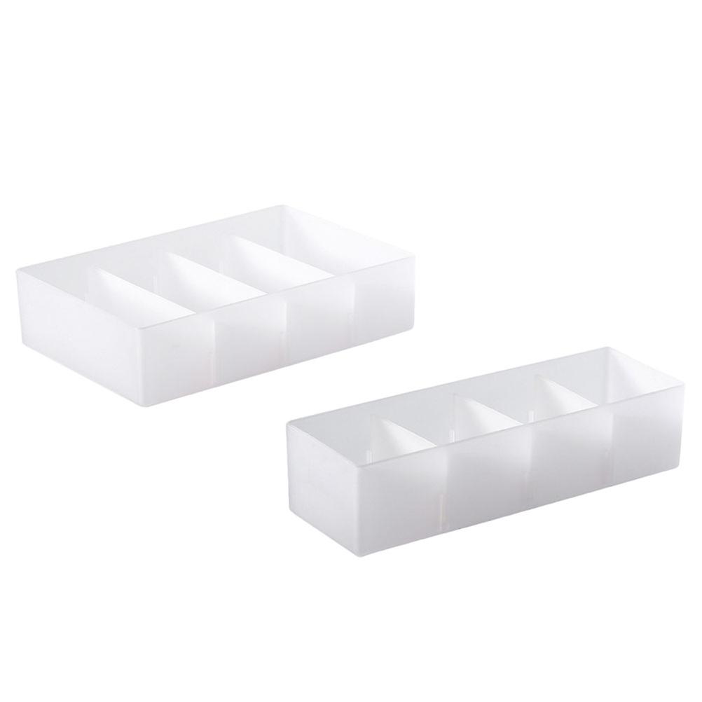 Compartments Storage Box 2Pcs White PP Makeup Organizer with Functions for Home