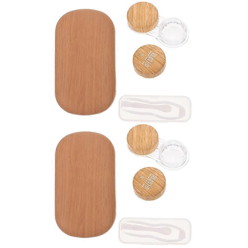 Portable Lens Case Organizer For Daily Use And Travel Light Brown Leather And Plastic 1 Set