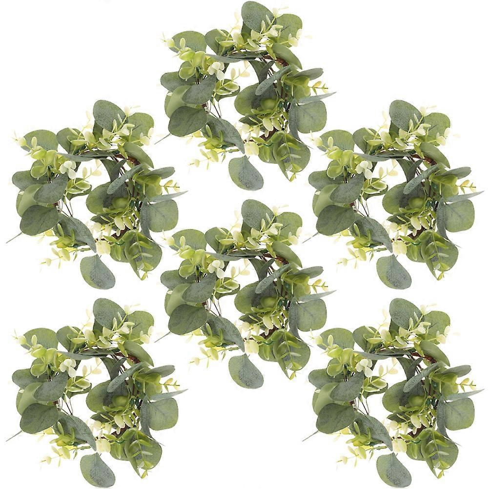 Here's a refined and engaging product description for your **6pcs Artificial Eucalyptus Leaf Candle Rings / Realistic Wreaths**:

 

🌿 **6pcs