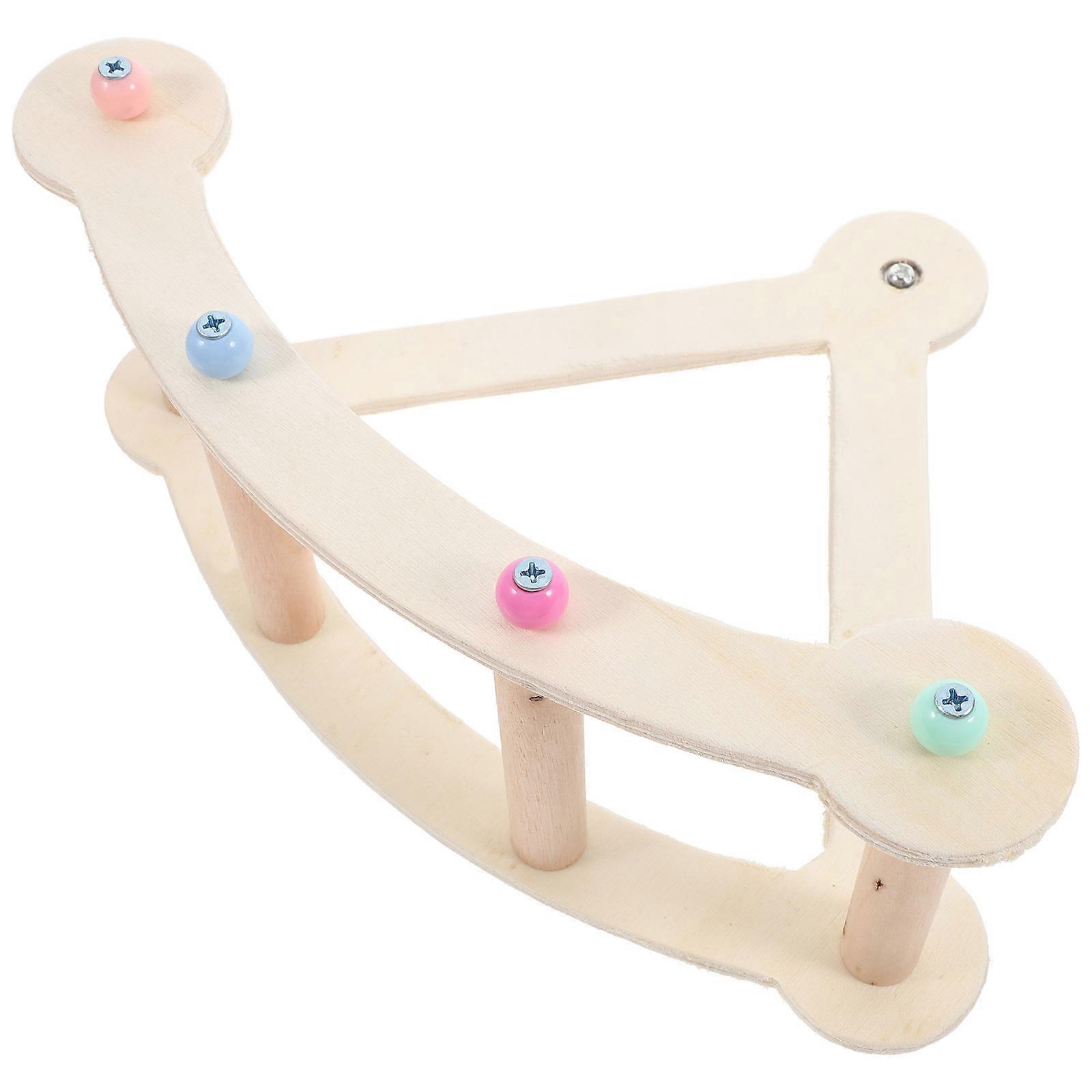 Multifunctional Wood Parrot Pirate Ship Swing Toy for Birds with Rotating Play Ladder 6.5 Inches
