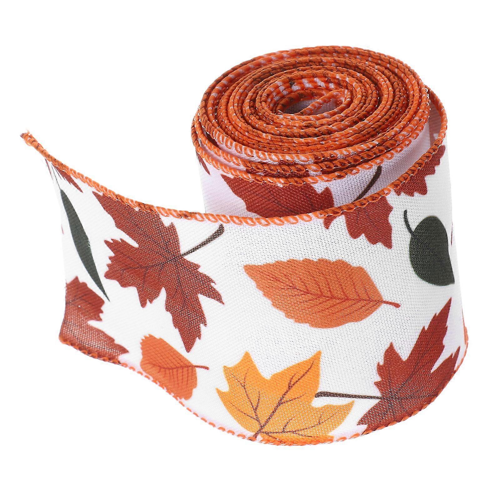 1 Roll Fall Ribbon Wired Diy Ribbon Autumn Leaves Bulletin Board Thanksgiving Ribbon Wired Fall Leave Bulletin Board Border Maple Leaf Ribbon