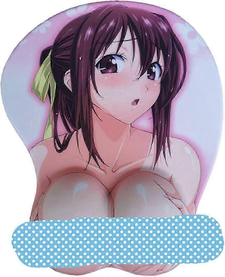 3D Anime Υποστήριξη καρπού Mousepad Κινούμενα σχέδια Αντιολισθητικά Gaming Mouse Pads Σιλικόνη χαριτωμένο κορίτσι ποντίκι Mat για υπολογιστή, φορητό υπολογιστή (Daedalus με θηλή)
