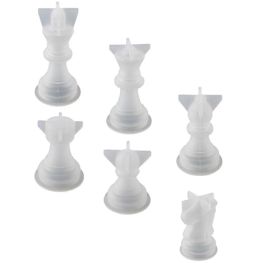 Silicone Chess Pieces Mold 6Pcs Ideal For DIY Projects Perfect For Hobbyists Non-Stick Design Easy To Clean Transparent Color