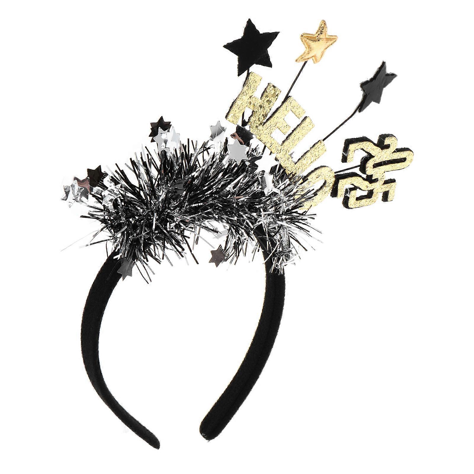 Happy New Year Headband with Unique Design for Parties Made of Nonwoven Fabric and Plastic Multi Color 2025 Style