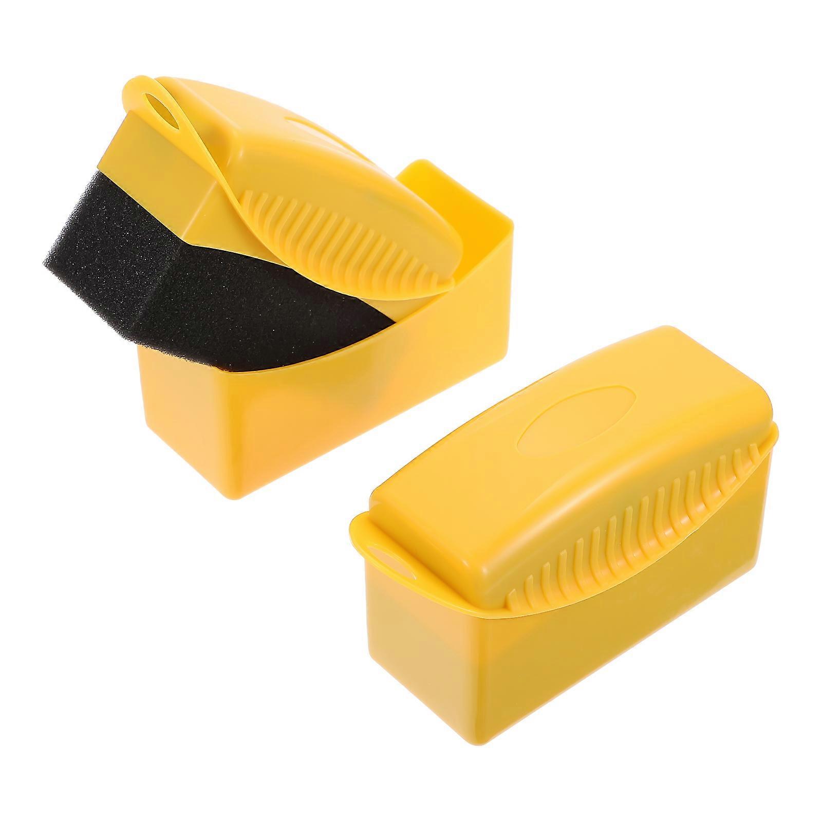 Professional Car Wheel Cleaning Brush Set 2Pcs Ideal For Home Use With Cover And Rectangular Shape Yellow