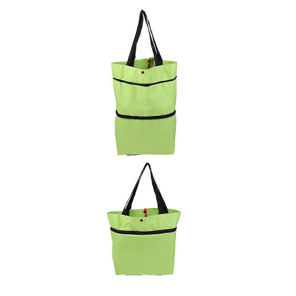 Expandable Trolley Bags 2Pcs Portable Storage Unique Wheel Design Green