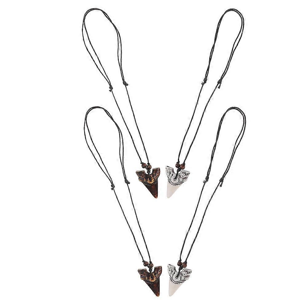 Shark Tooth Necklace in Assorted Colors Resin Material Unique Design for Beach Surfer 4pcs