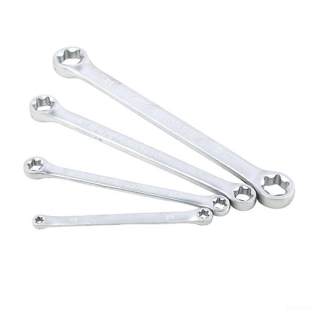 Doubleended wrench set, Etype, E6, E24, star for Torx, hex tool, 4piece set