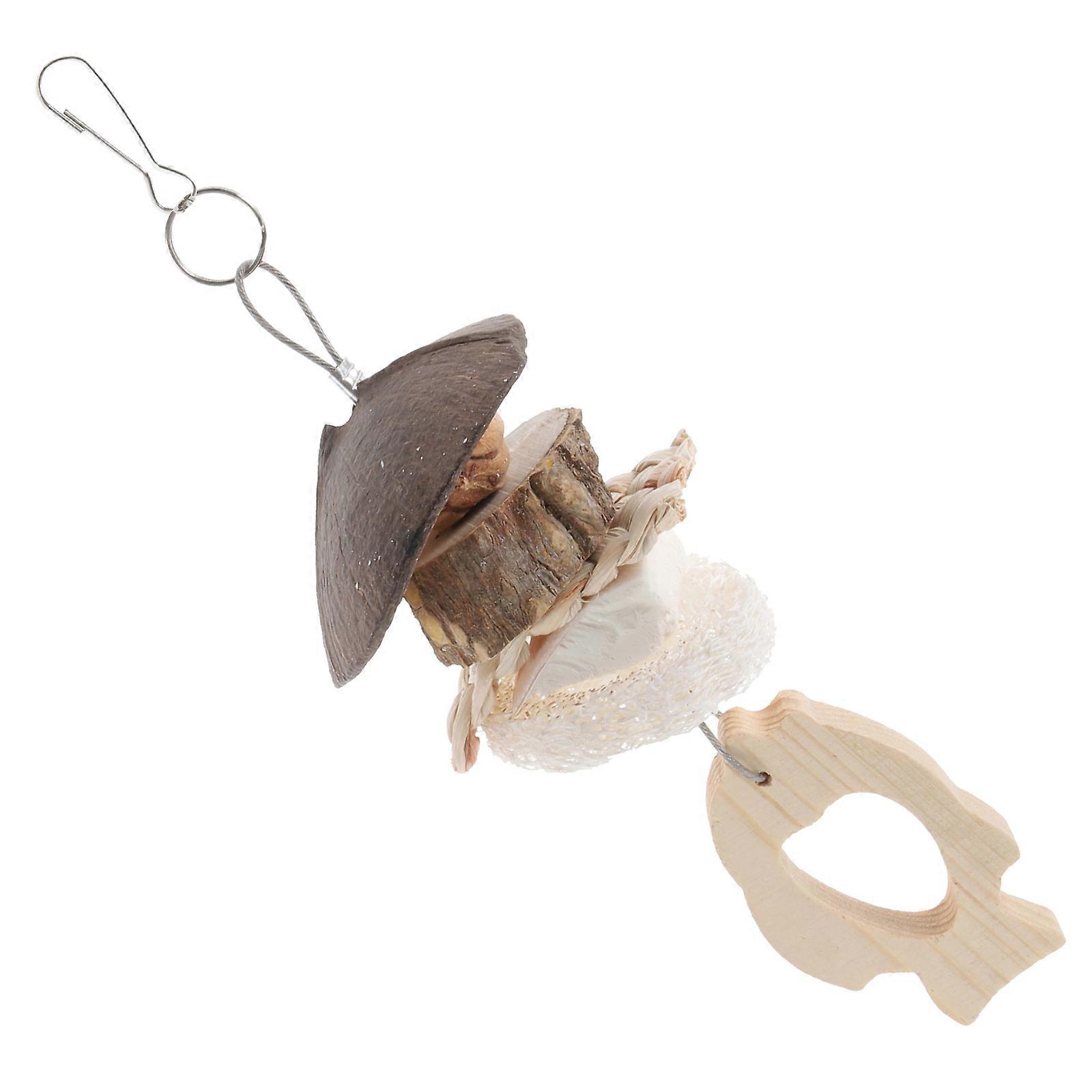 Wooden Hanging Toy for Small Parrots Safe and Reliable Multi Colored Pet Use 7 inches