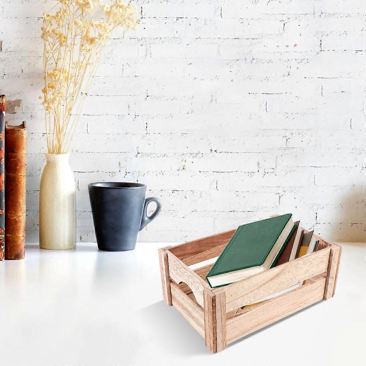1pc Creative Vintage Wood Storage Basket Wooden Storage Organizer for Home Brown