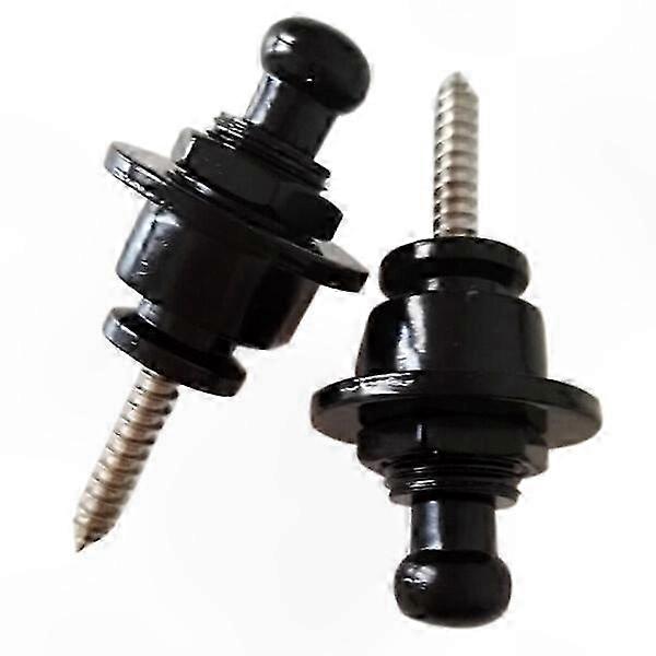 Black Zinc Alloy Guitar Strap Buttons with Mushroom Heads - 2 Pack Size S