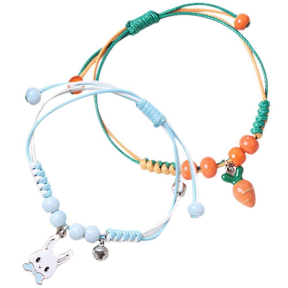 Braided Strand Bracelets 2Pcs Adjustable Handmade for Friends and Couples in Daily Life and Special Occasions in Assorted Color