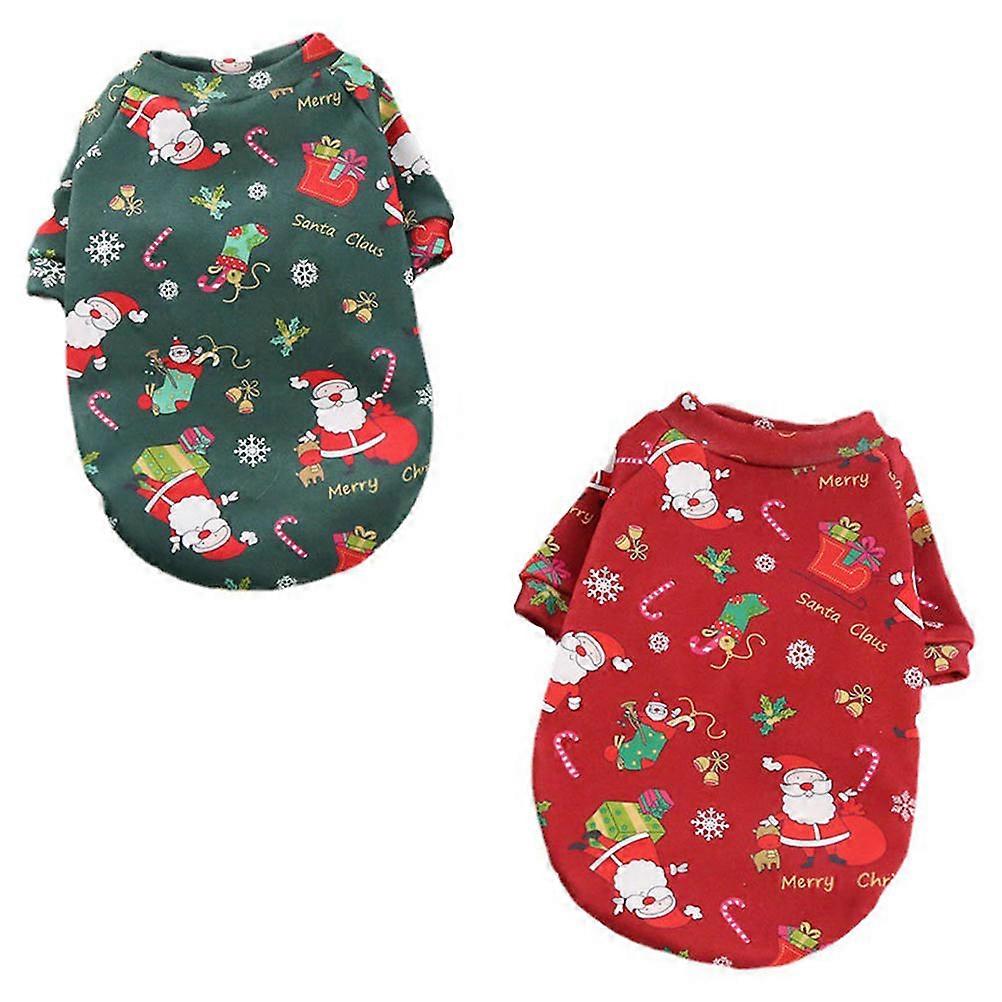 Pet Holiday Coat Christmas Pet Costume for Dog and Cat Red Warmth Fitted 2Pcs