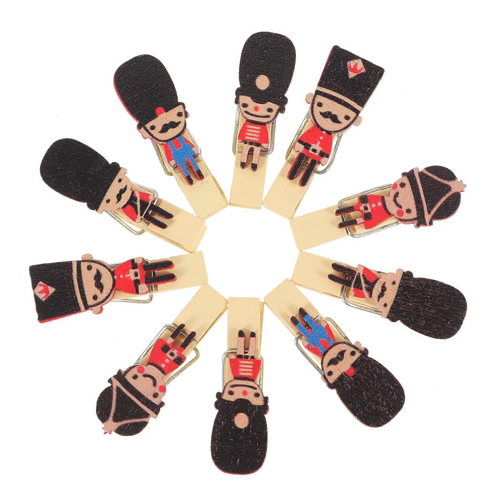 Craft Clothespins 10Pcs Nutcracker Shaped Decorative Accessories Assorted Color Photo Display