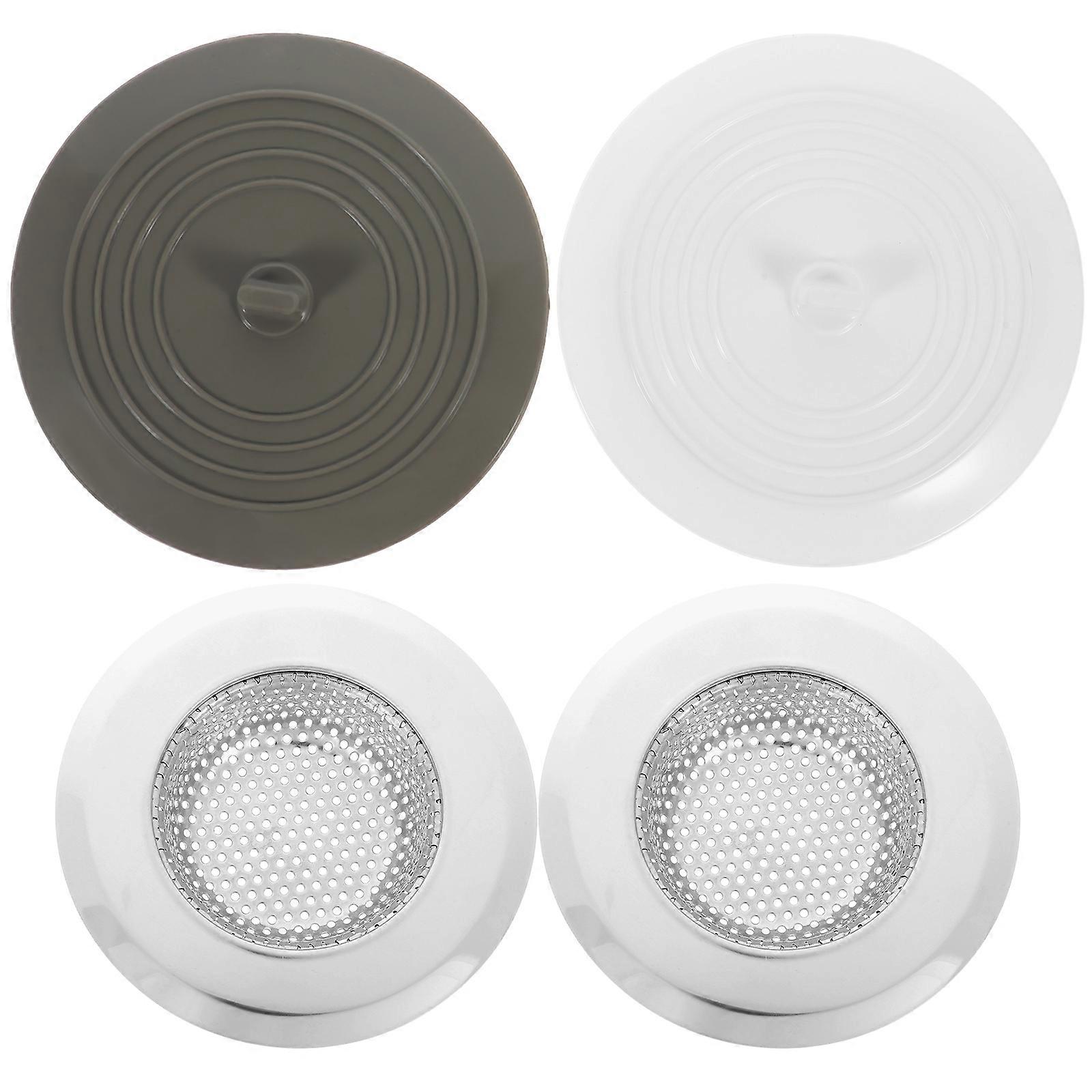 2 Sets Sink Hair Catchers and Stoppers Kit for Kitchen Sink Drain Covers and Shower Drain Plugs
