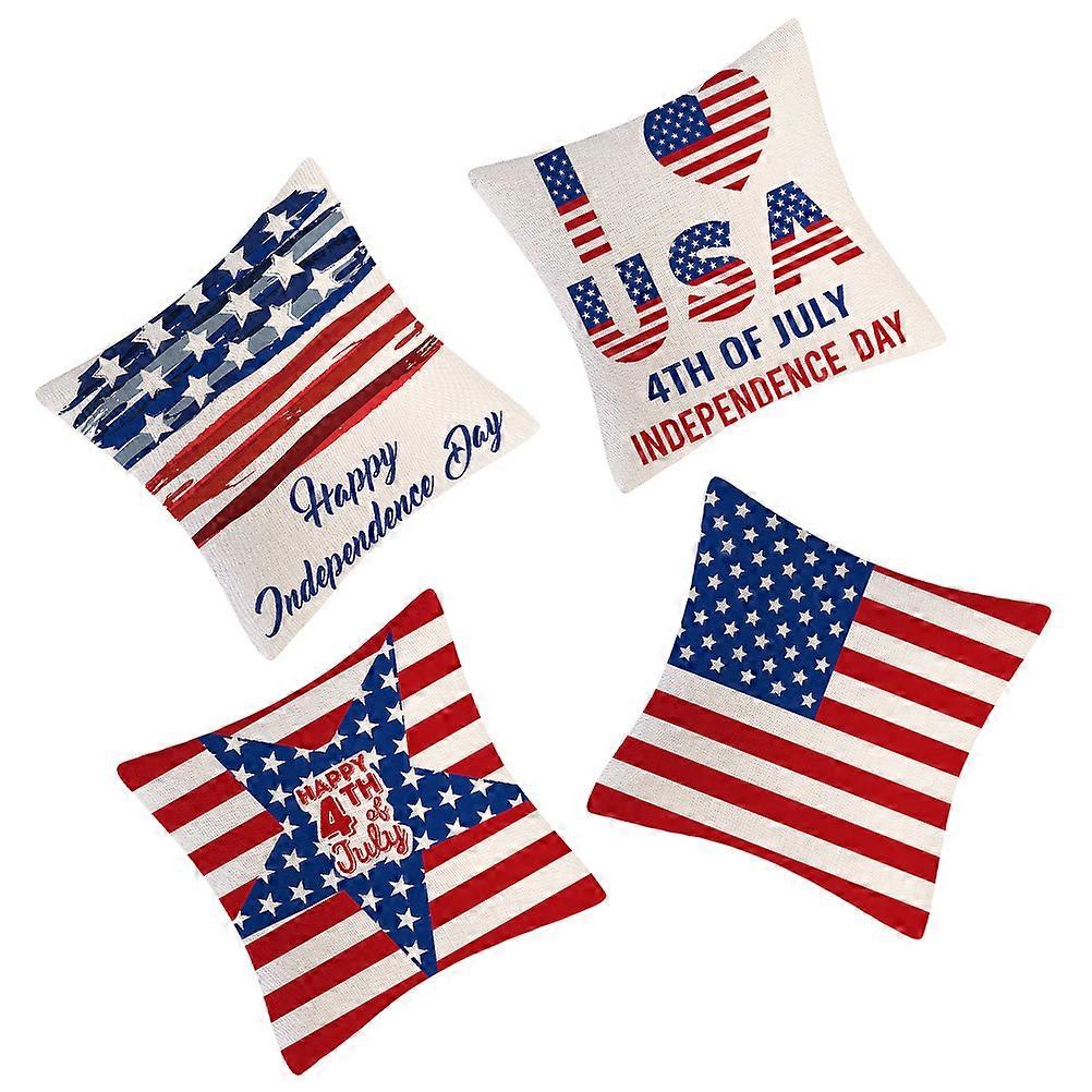 Independence Day Pillow Covers Assorted Color Square Shape Pillows For Home Decoration And Celebration Purposes
