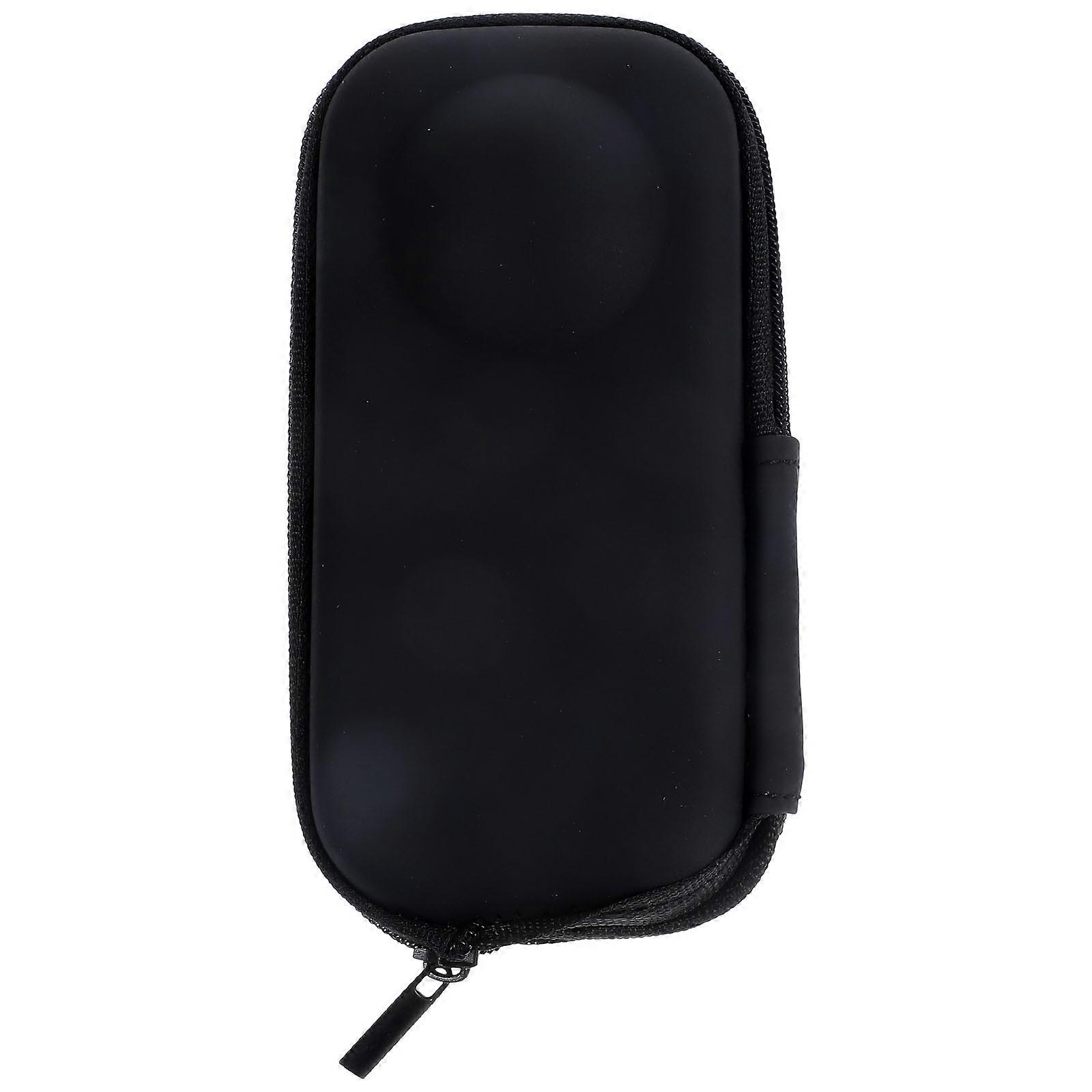 Black PU Camera Storage Bag with Bracket Design for Action Camera-Compatible with Insta360